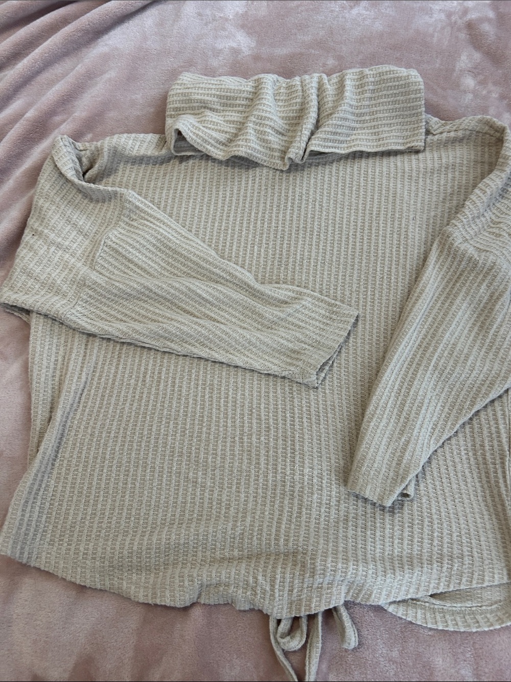 Maurices Cream Off-Shoulder Waffle Knit Sweater